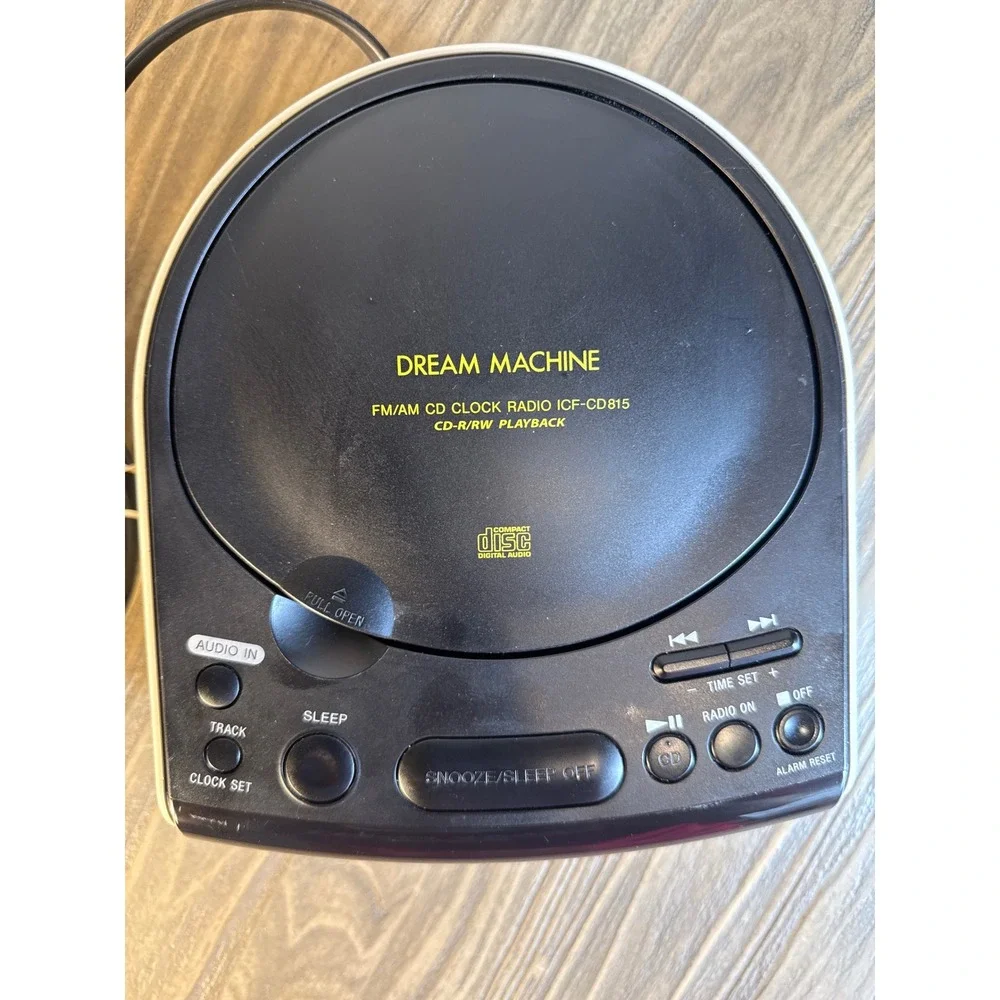 VTG Sony CD Clock Radio Dream Machine ICF-CD815 Black White Excellent Dual Alarm